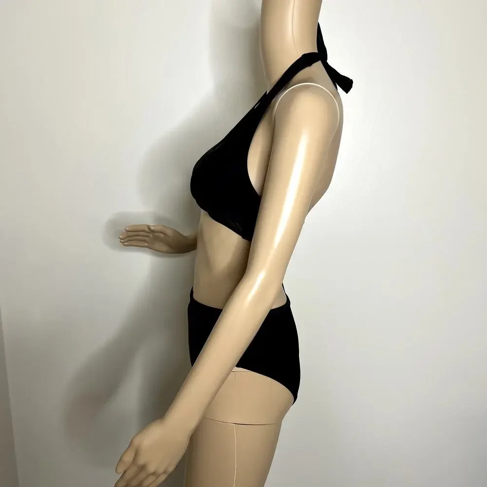Cupshe Black Mesh Halter Bikini